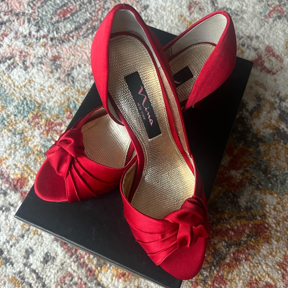 Nina Kyleen Red Peep Toe Heel